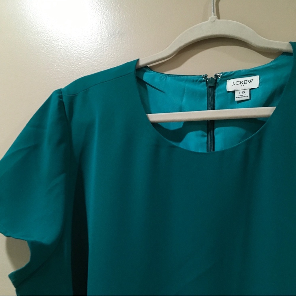 J.CREW Belted Suiting Dress Vivid Jade Green Short Sleeve Womens Size 16 New - Picture 7 of 7